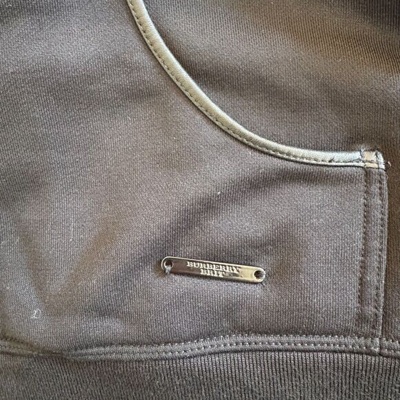 Burberry Brit Women's Black Hooded Cotton/Leather Jacket Size Medium - Picture 6 of 8